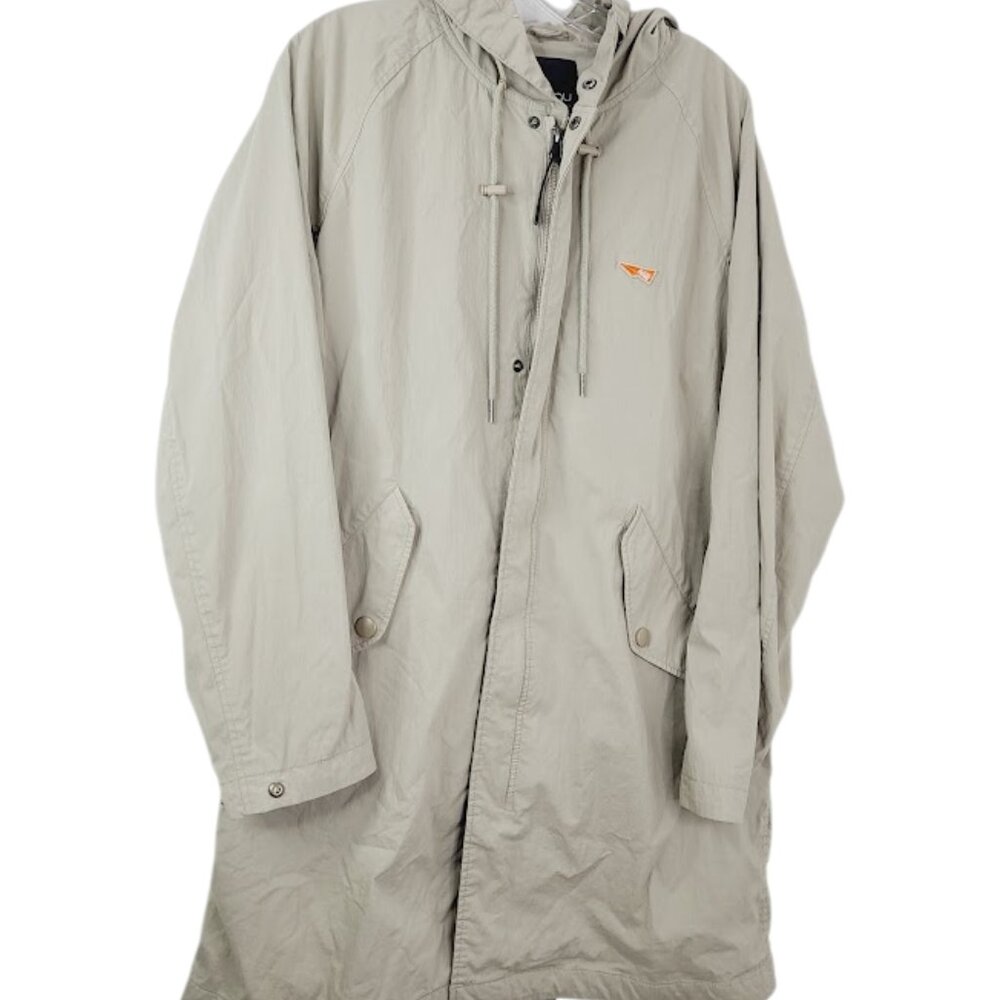 Nau Women's Tan Outdoor‎ Long Hooded Over Parka Rain Jacket Size Small